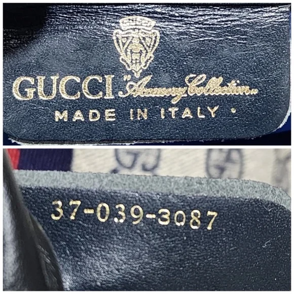Authentic Gucci Vintage GG Sherry Line PVC Leather Clutch Beige/Navy Blue - Picture 3 of 14